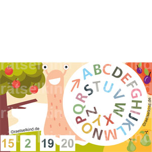 Buchstabenrätsel Vorschule Grundschule Leseanfänger Buchstaben abzählen Schnecke Obst
