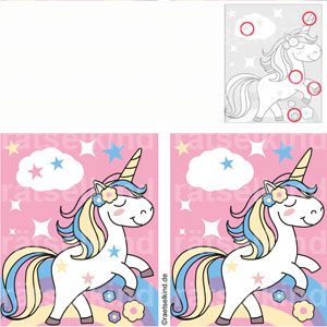 Fehler finden Fehlersuchbild Vergleichsrätsel Einhorn Pferd Fabelwesen Fantasie
