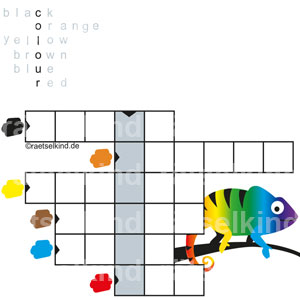 Rätsel für Kinder Englisch Farben Colour Chamäleon Bunt Regenbogen Britisches Englisch