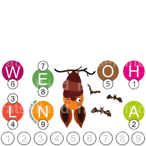 Halloween Alphabet Buchstaben Herbst Oktober Kinderrätsel Buchstabenrätsel Fledermaus