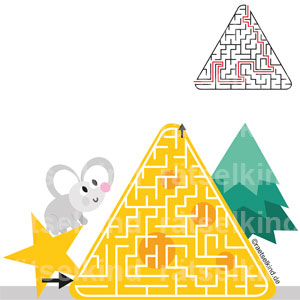 Kinderrätsel Labyrinth Irrgarten Maus Käse Lebensmittel Tierrätsel Weihnachtsbaum Stern Weihnachten
