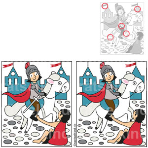 Fünf Fehler finden Unterschiede Kinderrätsel Sankt Martin 11. November Martinstag Martinsfest