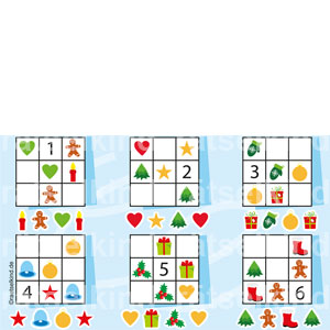 Kinderrätsel Sudoku Logisches denken Logikrätsel Weihnachten Weihnachtsfest Advent Adventszeit