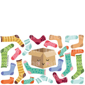 Kinderrätsel Kleidung Socken Vergleichsrätsel Muster vergleichen Aufräumen Karton Paare bilden Mustersocken