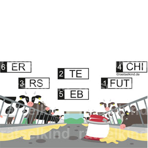 Landwirtschaftsrätsel Futterschieber Agrarhof Bauernhof Kuhstall Rinderhaltung Roboter Stall