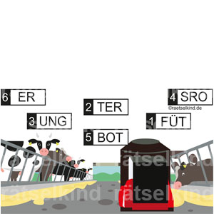 Kinderrätsel Moderne Landwirtschaft Fütterungsroboter Futter Kühe Kuhstall Rinderhaltung Roboter Stall