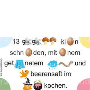 Kinderrätsel Hexenrätsel Hexen Hexensuppe Halloween Walpurgisnacht Vorschule Lesen Leseanfänger
